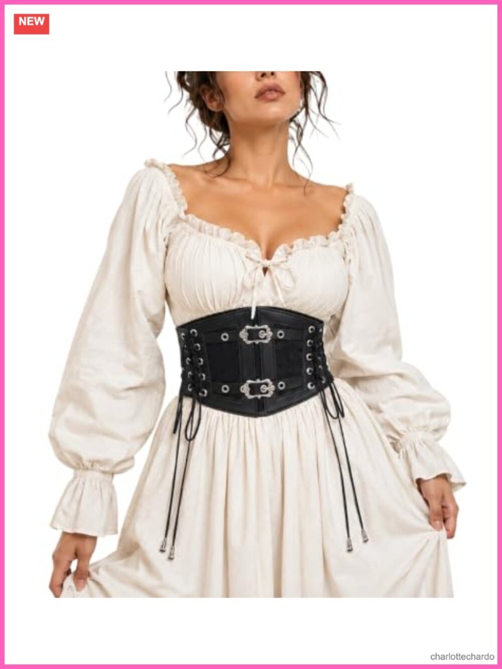 Faux Leather Corset Belt Lace-Up Waist Cincher Gothic Renaissance